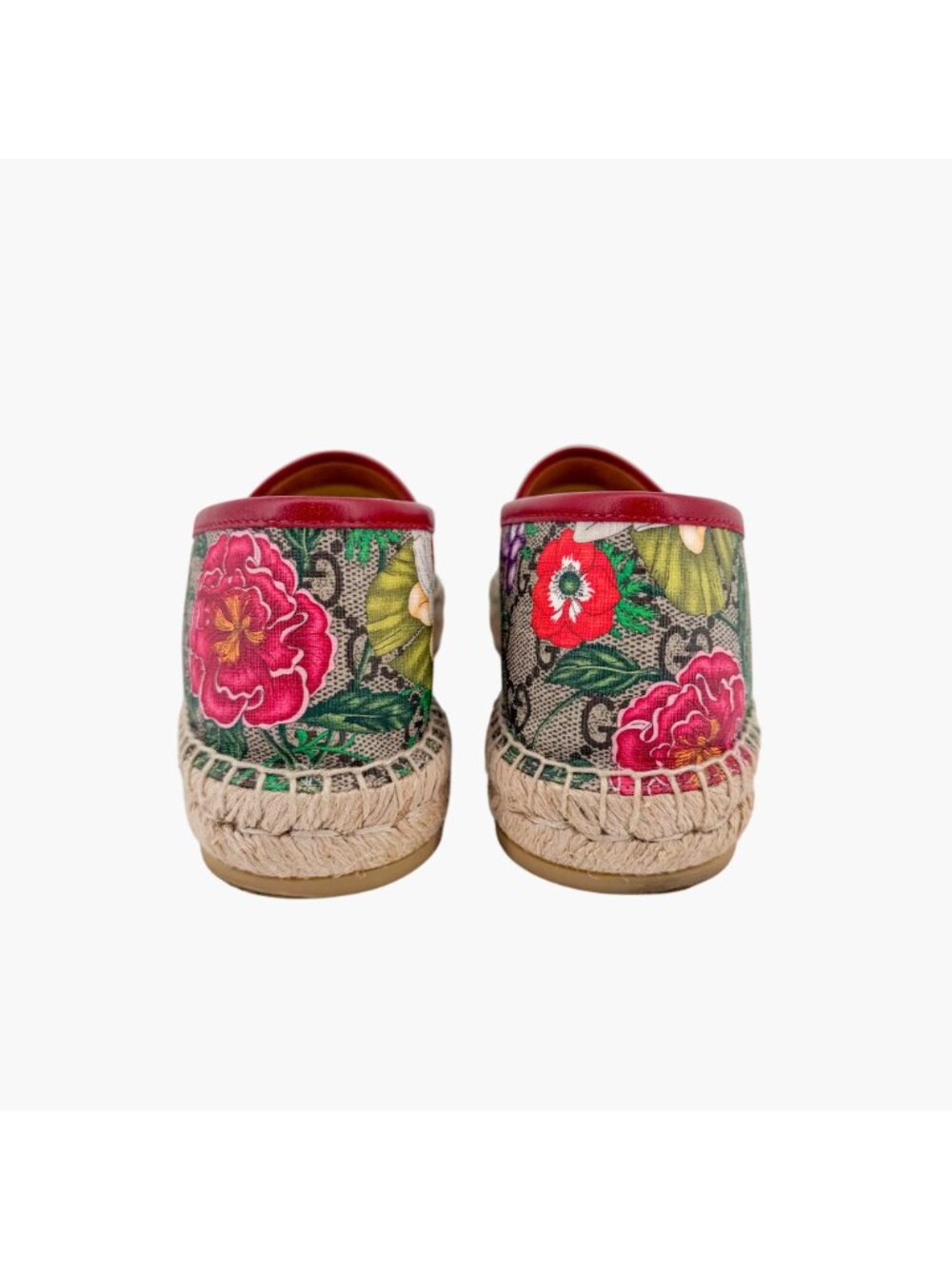 Gucci GG Flora Espadrilles Beige Canvas Flats Floral Supreme Size 40 US 10 - Picture 7 of 14